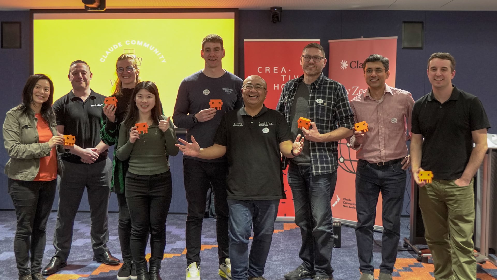 The Wellington Claude Impact Lab winning team, with organiser Chris Watson second from left.